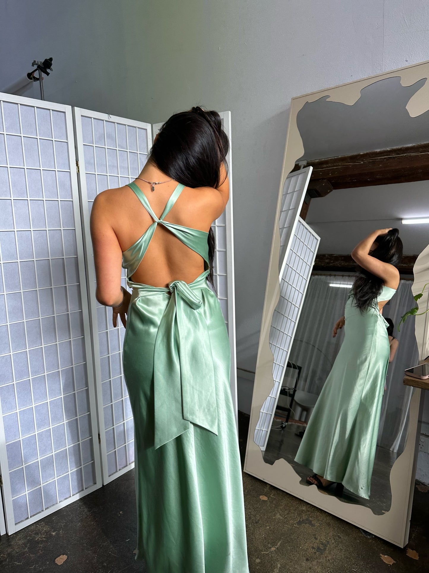 Light Green Backless Maxi