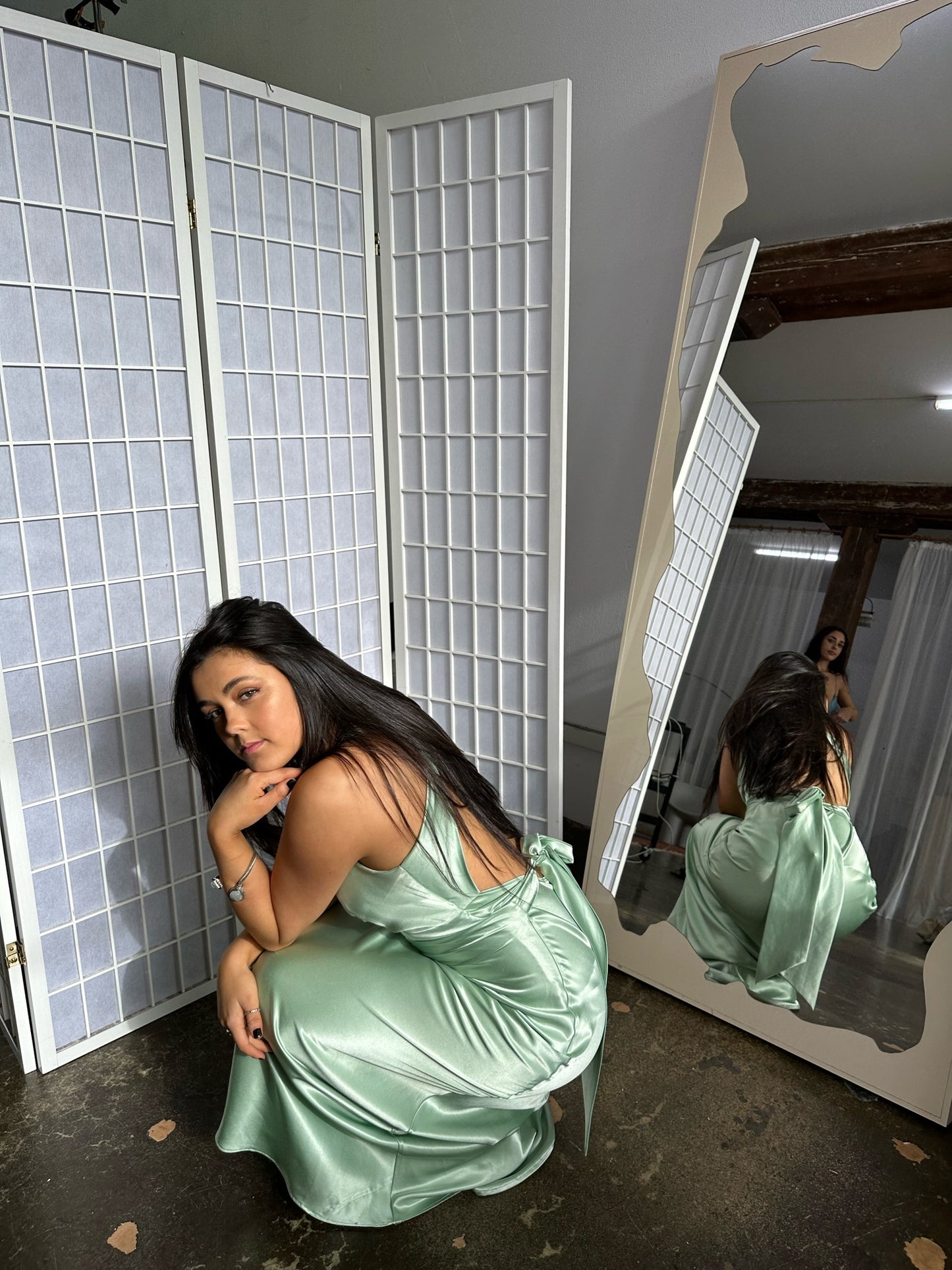 Light Green Backless Maxi